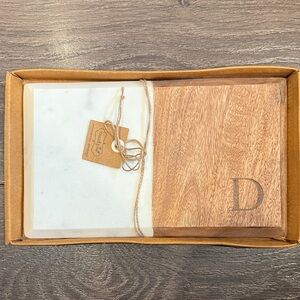 Monogrammed Marble and Wood Cheese Board ‘D’